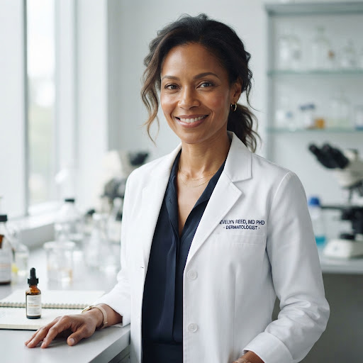 Professional dermatologist in a clinical lab setting
